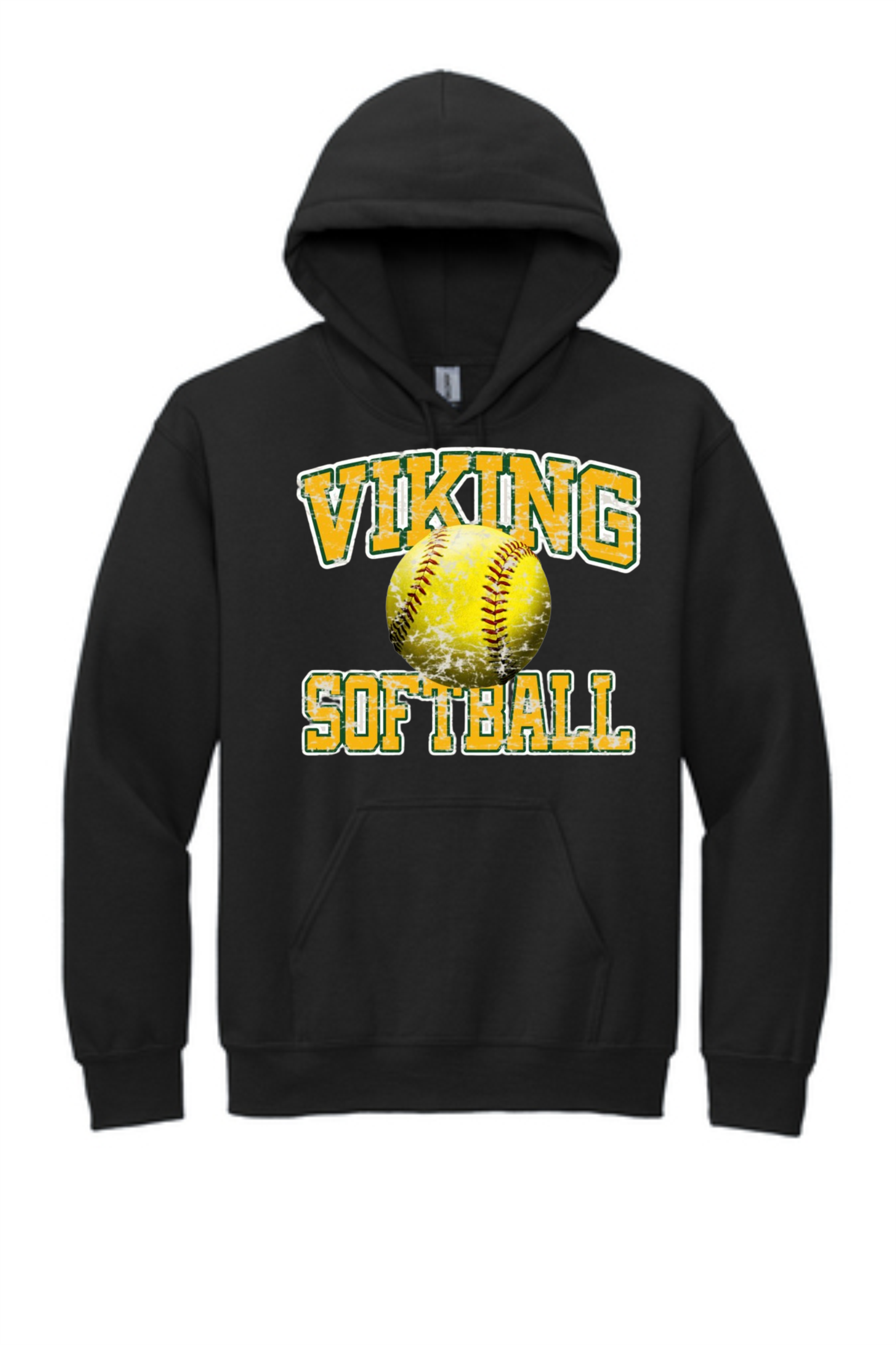 Youth Viking Softball Distressed Gildan Hooded Sweatshirt